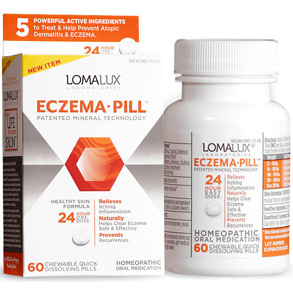 LomaLux Eczema Pill, Healthy Skin Formula, 60 Chewable Pills, Loma Lux Labs
