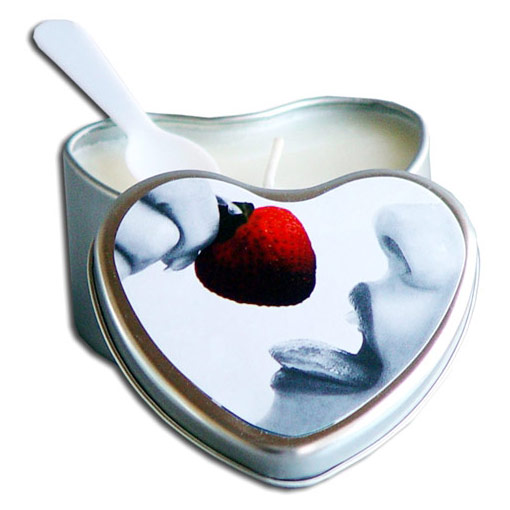 Edible Massage Heart Candle, Strawberry, 4.7 oz, Earthly Body