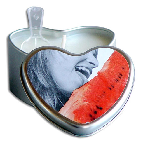 Edible Massage Heart Candle, Watermelon, 4.7 oz, Earthly Body