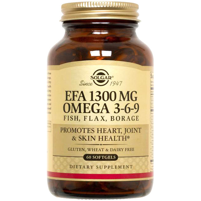 EFA 1300 mg Omega 3-6-9, 60 Softgels, Solgar