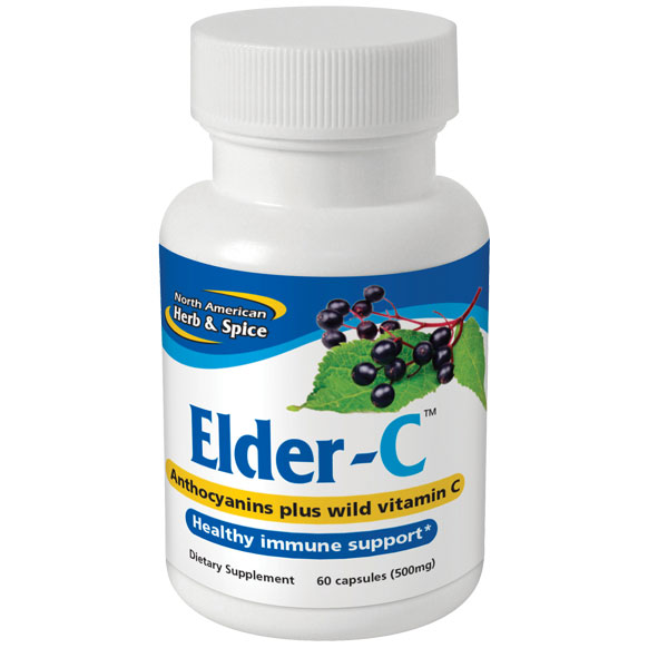 Elder-C Caps, Elderberry Plus Wild Vitamin C, 60 Capsules, North American Herb & Spice