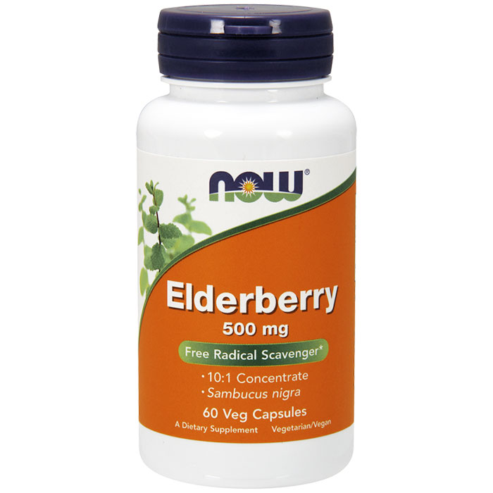 Elderberry 500 mg, 10:1 Concentrate, 60 Vegetarian Capsules, NOW Foods