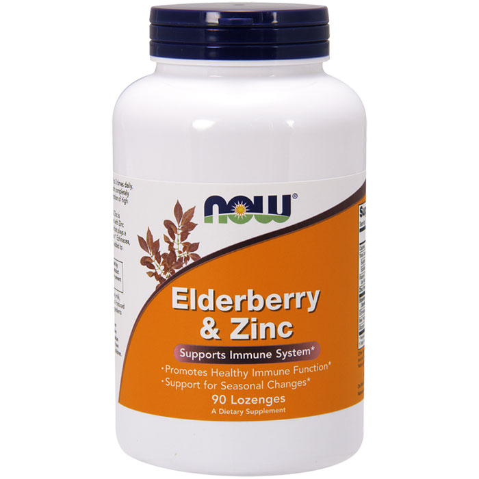 Elderberry & Zinc Lozenge (Elder-Zinc) 90 Vegetarian Lozenges, NOW Foods