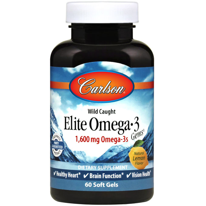 Elite Omega-3 Gems Fish Oil Bonus Pack, 90 + 30 Free Softgels, Carlson Labs