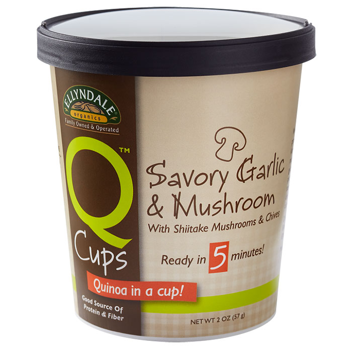 Ellyndale Q Cups Quinoa Savory Garlic & Mushroom, 2 oz x 6 Cups, NOW Foods