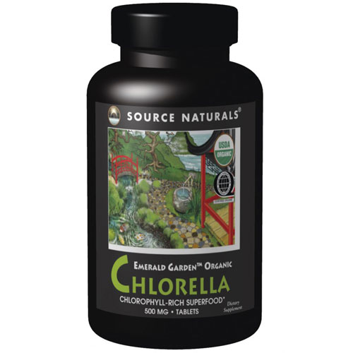 Emerald Garden Organic Chlorella 200 mg Bottle, 300 Tablets, Source Naturals