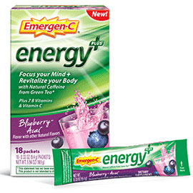 Emergen-C Energy Plus Drink Mix - Blueberry Acai, 8 Packets, Alacer