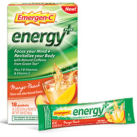 Emergen-C Energy+ Drink Mix - Mango Peach, 18 Packets, Alacer