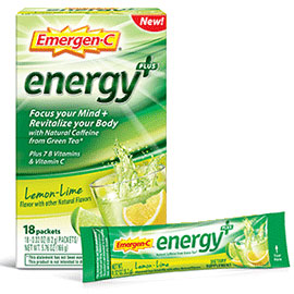 Emergen-C Energy+ Drink Mix - Lemon Lime, 18 Packets, Alacer