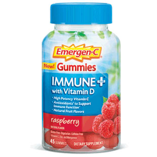 Emergen-C Gummies Immune Plus with Vitamin D - Raspberry, 45 Gummies