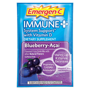 Emergen-C Immune+ System Support with Vitamin D - Blueberry Acai, 30 Packets, Alacer