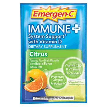 Emergen-C Immune+ System Support with Vitamin D - Citrus, 30 Packets, Alacer