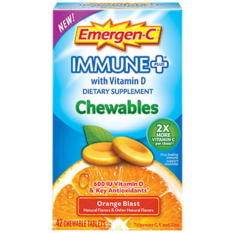 Emergen-C Immune Plus Chewables - Orange Blast, 14 Chewable Tablets, Alacer