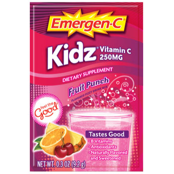 Alacer/Emergen C Emergen-C Kidz Fruit Punch (Multi-Vitamin Drink Mix for Kids), 30 Packets, Alacer Emer'gen-C