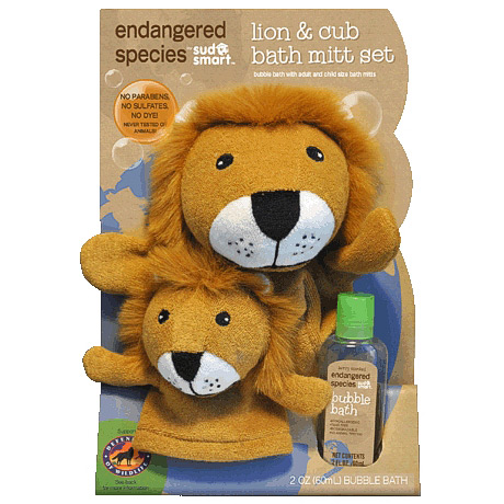 Health Science Labs Endangered Species Lion & Cub Bath Mitt Set, 1 Set, Health Science Labs