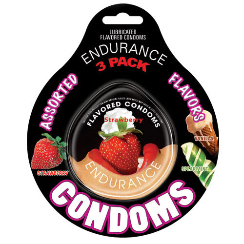 Endurance Condoms - Assorted Flavored, 3 Pack Discs, Hott Products