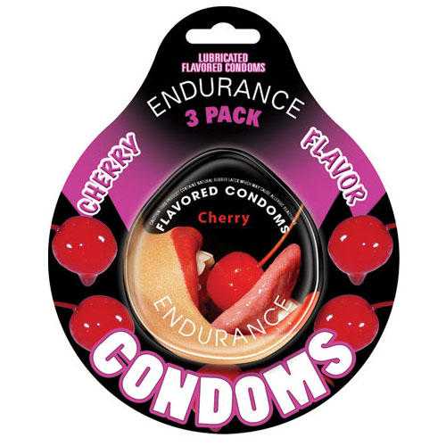 Hott Products Endurance Condoms - Cherry Flavored, 3 Pack Discs, Hott Products