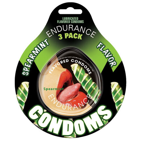 Hott Products Endurance Condoms - Spearmint Flavored, 3 Pack Discs, Hott Products