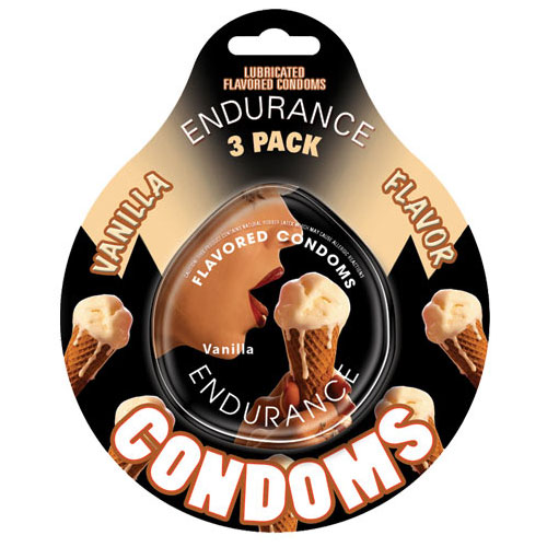 Hott Products Endurance Condoms - Vanilla Flavored, 3 Pack Discs, Hott Products