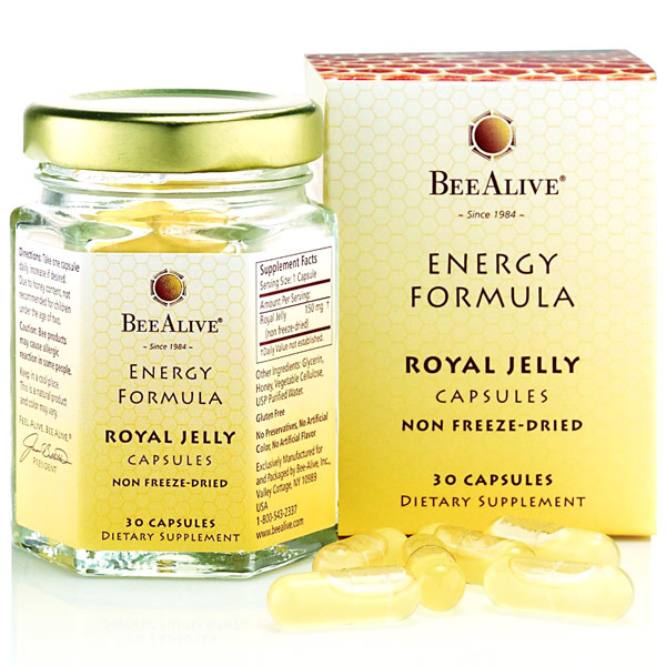 BeeAlive Energy Formula Royal Jelly Capsules, 30 Capsules, Bee Alive