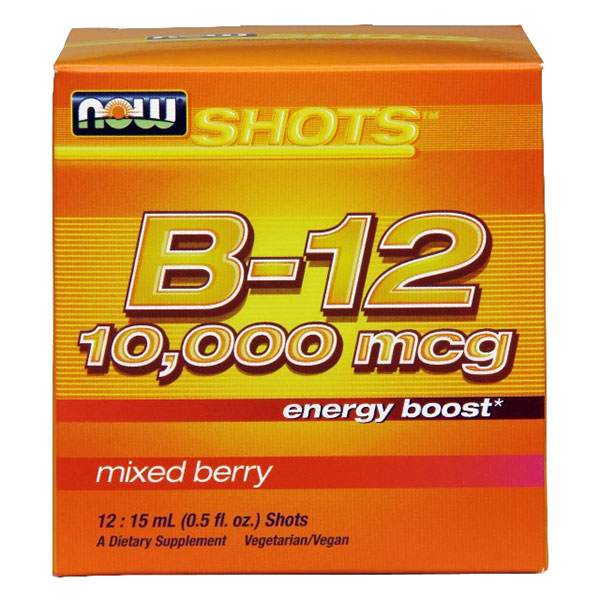 Energy Shot B-12 10,000 mcg, 15 ml x 12 Liquid Shots, NOW Foods