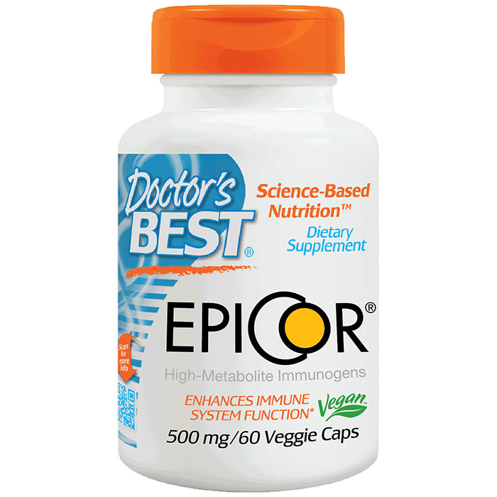 EpiCor 500 mg, Dried Yeast Fermentate, 60 Veggie Caps, Doctors Best