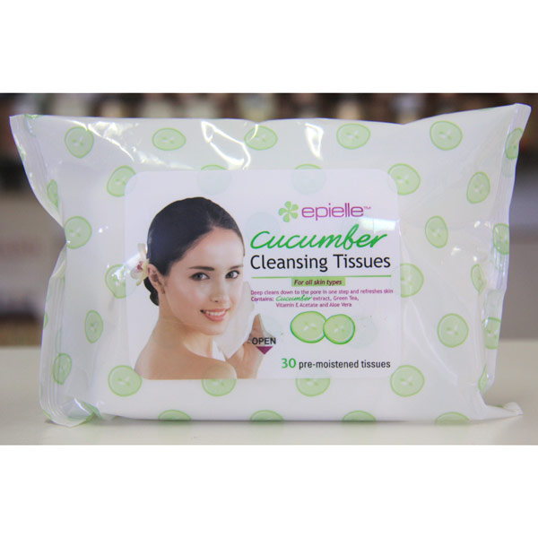 Epielle Cucumber Cleansing Tissues, 30 Pre-Moistened Tissues