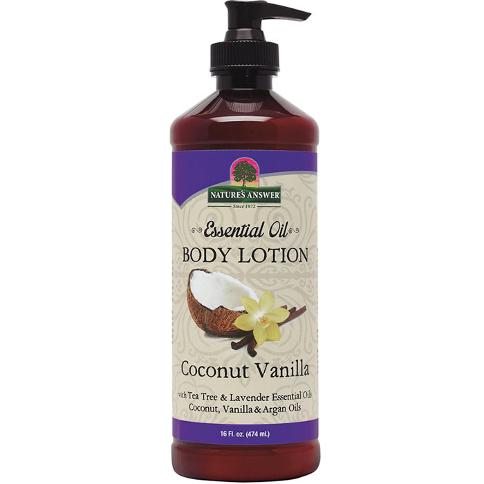 Essential Oil Body Lotion - Coconut Vanilla, 16 oz, Natures Answer