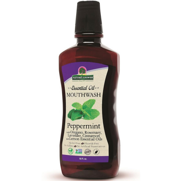 Essential Oil Mouthwash - Peppermint, 16 oz, Natures Answer