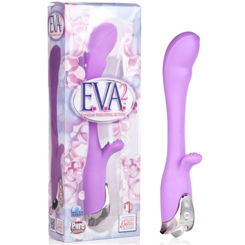 E.V.A. 2 Extreme Vibrating Action Rabbit Vibrator, Lavender, California Exotic Novelties