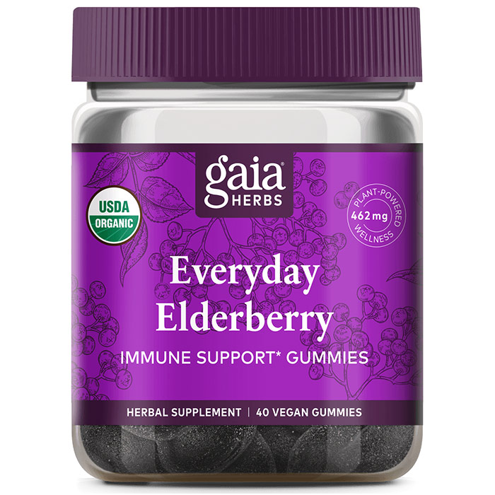 Everyday Elderberry Immune Support Gummies, 40 Vegan Gummies, Gaia Herbs