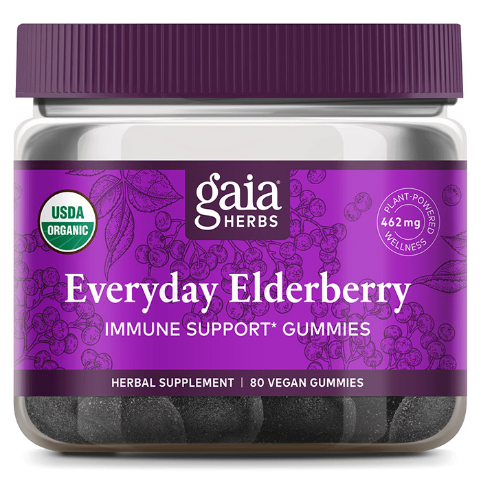 Everyday Elderberry Immune Support Gummies, 80 Vegan Gummies, Gaia Herbs