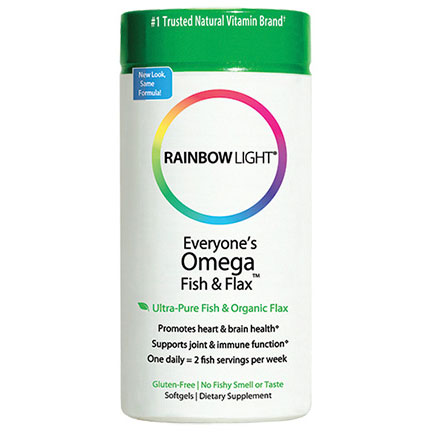 Rainbow Light Everyone's Omega, Fish & Flax Oil, 60 Softgels, Rainbow Light