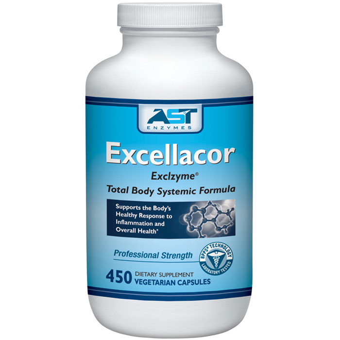Excellacor (Formerly Exclzyme), Systemic Enzyme, 450 Vegetarian Capsules, AST Enzymes