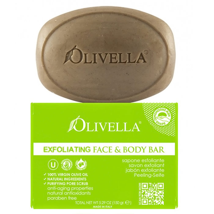 Exfoliating Face & Body Bar Soap, 5.29 oz, Olivella