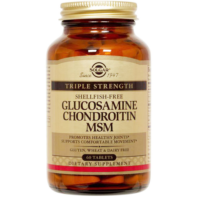 Triple Strength Glucosamine Chondroitin MSM Shellfish-Free, 120 Tablets, Solgar