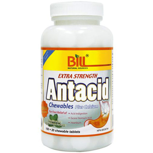 Extra Strength Antacid Plus Calcium, 120 Chewable Tablets, Bill Natural Sources