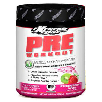 Extreme Edge Pre Workout Formula, Strawberry Kiwi Flavor, 0.66 lb, Bluebonnet Nutrition