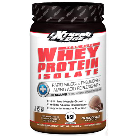 Extreme Edge Whey Protein Isolate Powder, Atomic Chocolate Flavor, 2 lb, Bluebonnet Nutrition