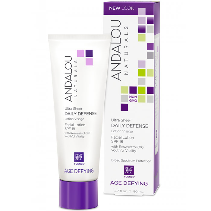 Ultra Sheer Daily Defense Facial Lotion with SPF 18, 2.7 oz, Andalou Naturals