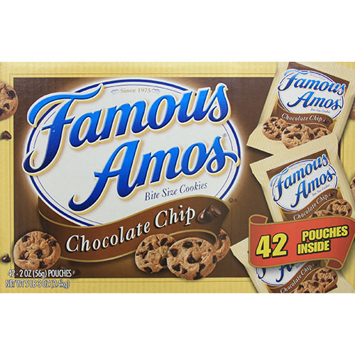 Famous Amos Bite Size Cookies - Chocolate Chip, 2 oz x 42 Pouches (2.4 kg)