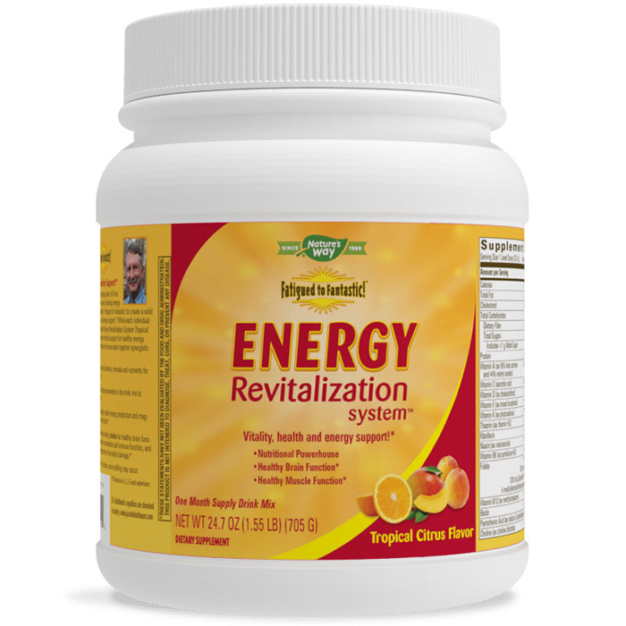 Fatigued to Fantastic! Energy Revitalization System Drink Mix, Tropical Citrus, 25.7 oz, Enzymatic Therapy