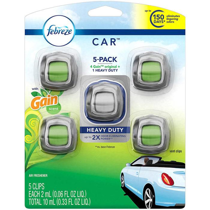 Febreze Car Air Freshener, Various Scents, 5 Clips