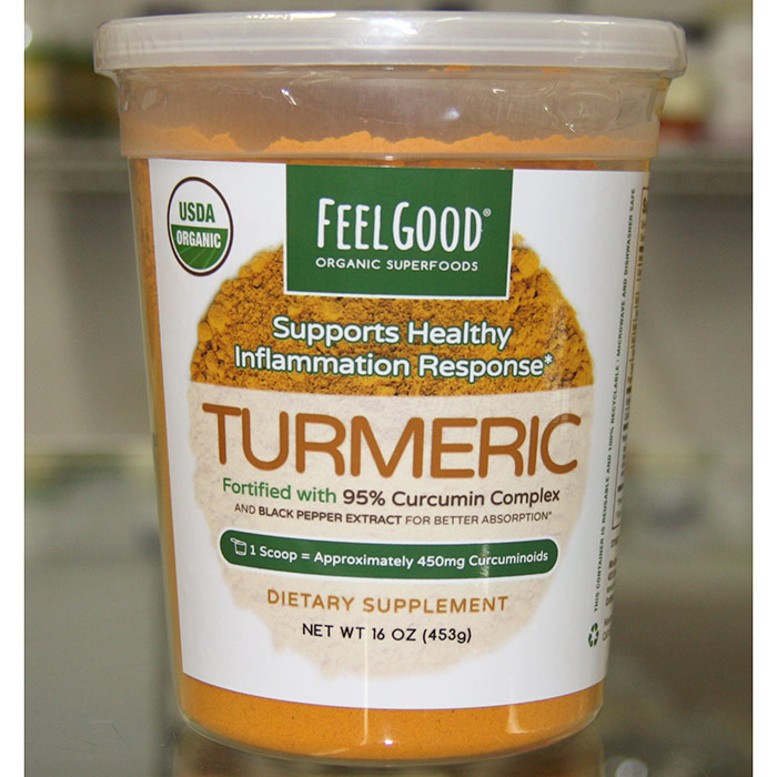 FeelGood Organic Superfoods Turmeric Powder, 16 oz (453 g)