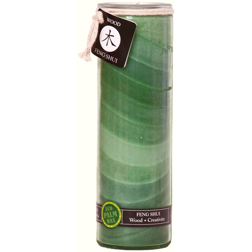 Feng Shui Tall Jar Candle with Pure Essential Oils, Wood Creativity (Green), 16 oz, Aloha Bay