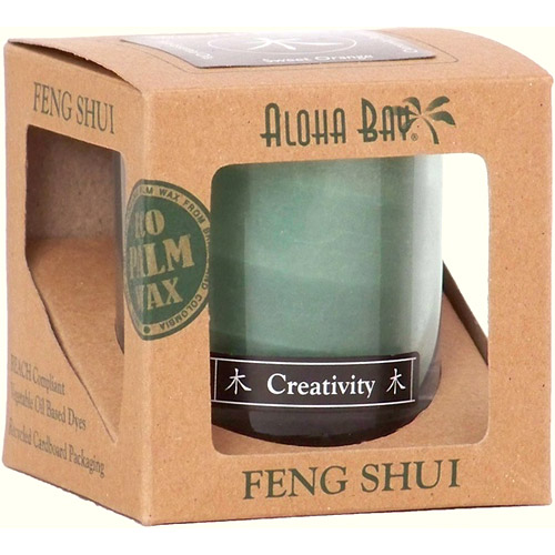 Feng Shui Jar Candle in Gift Box, with Pure Essential Oils, Wood Creativity (Green), 2.5 oz, Aloha Bay