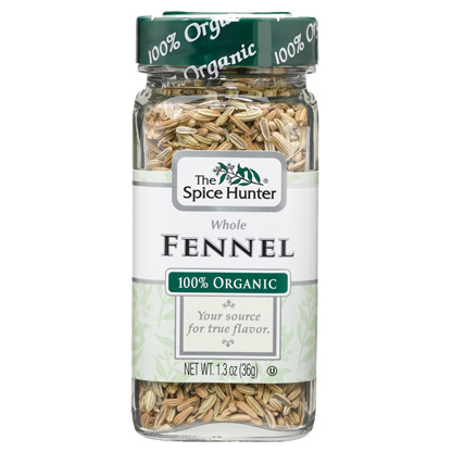 Fennel, Whole, 100% Organic, 1.3 oz x 6 Bottles, Spice Hunter