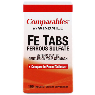 FE Tabs Ferrous Sulfate, 100 Tablets, Windmill Health Products