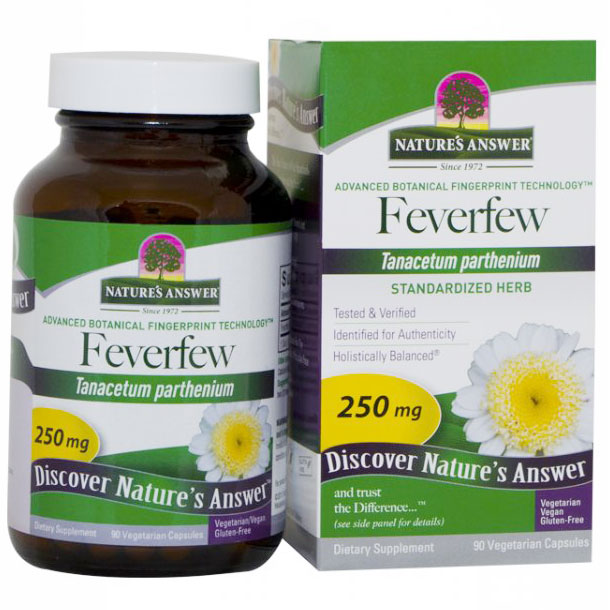 Feverfew Herb Extract Standardized, 90 Vegetarian Capsules, Natures Answer