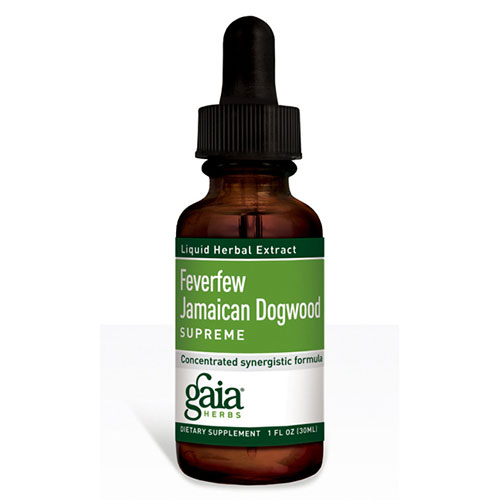 Gaia Herbs Feverfew Jamaican Dogwood Supreme Liquid, 1 oz, Gaia Herbs